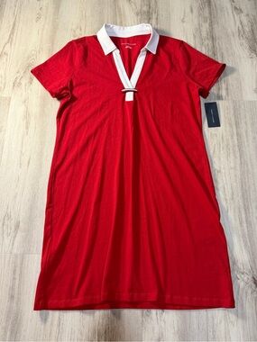 Tommy Hilfiger Red Polo-Style Mini Dress with White Collar